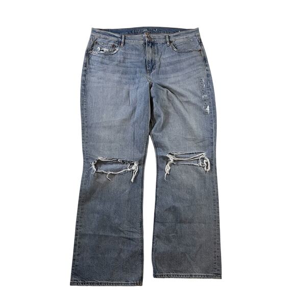 NWOT American Eagle Plus High Rise 90s Bootcut Light Wash Jean Wmns 18 Boho - Picture 1 of 11